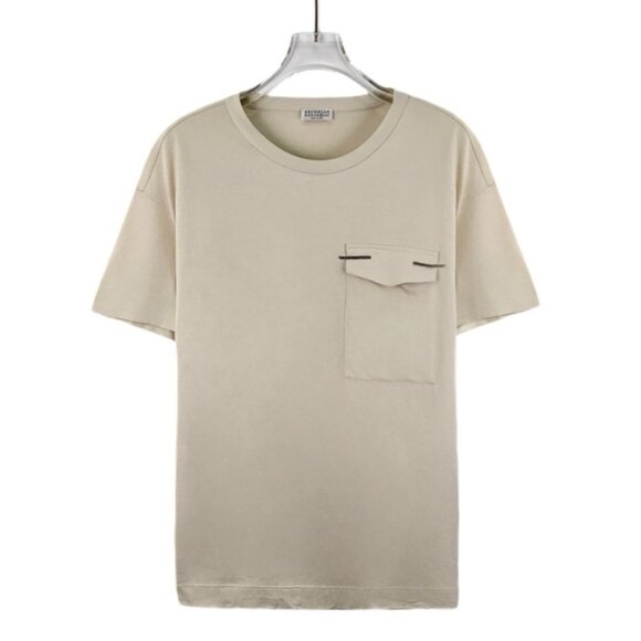 GM0167 BC khaki beaded cotton round neck short-sleeved T-shirt M size
